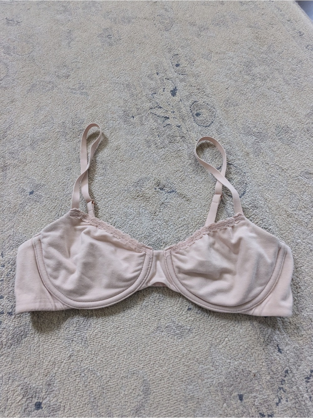 Skarlett Blue Adorned Demi Cotton Unlined Underwire Bra 34C Cashmere Beige Nude